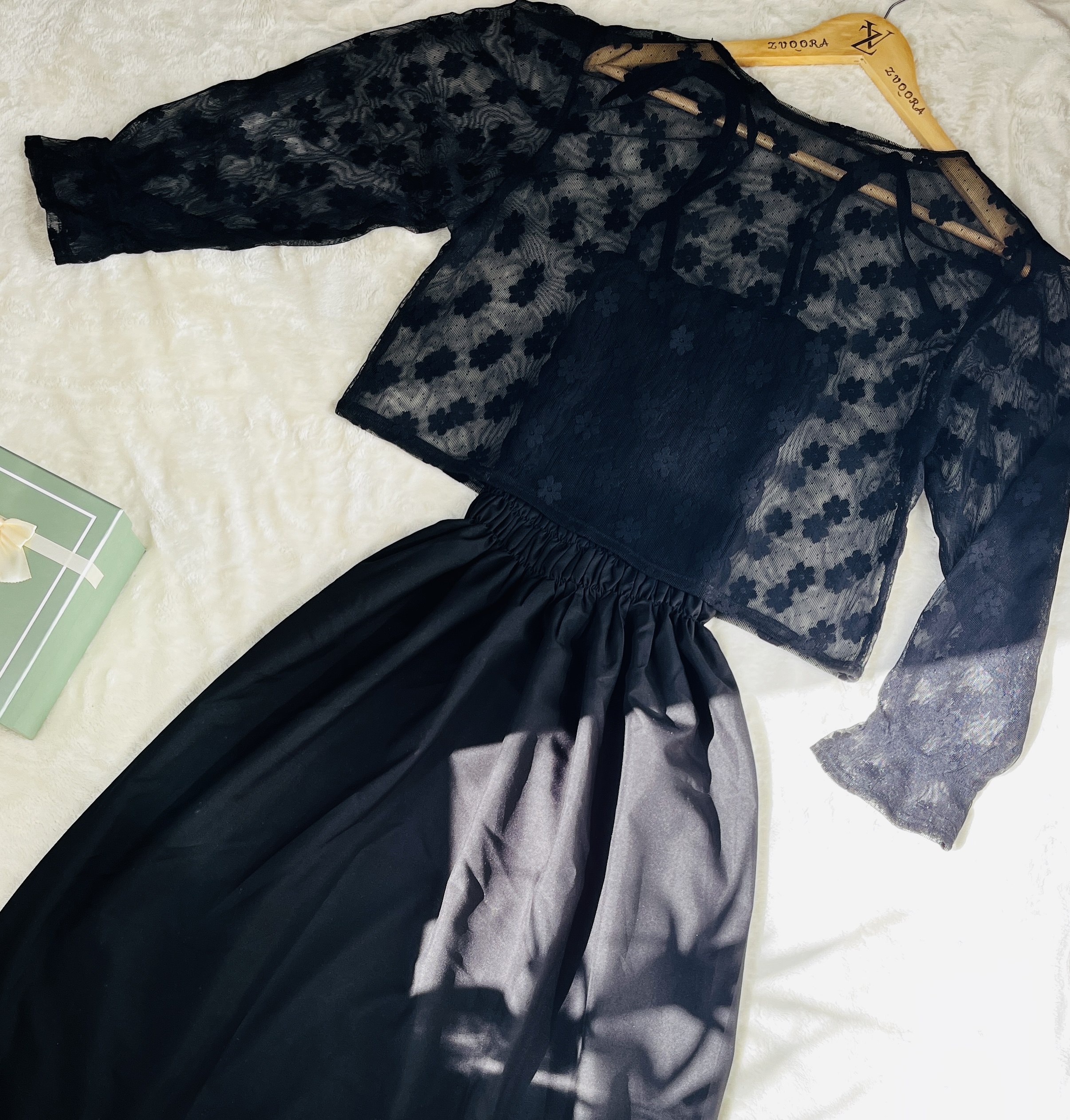 پیراهن عروسکی زنانه بلند نازگل مشکی🖤
